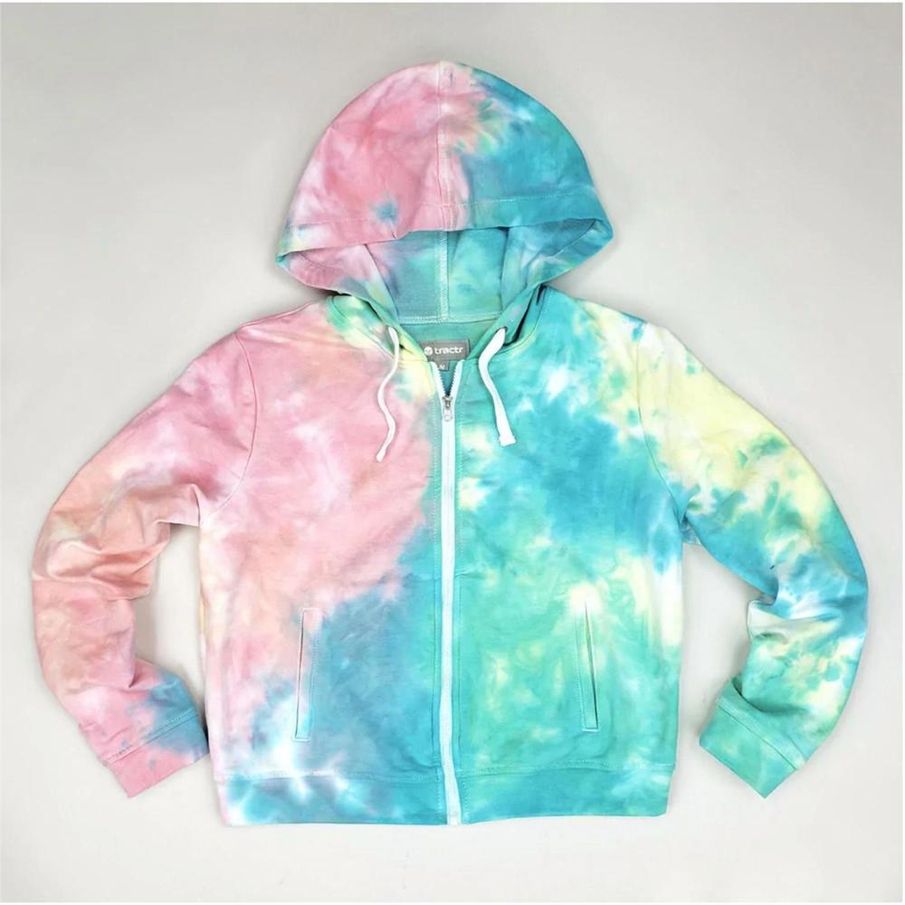 NEW TRACTR french terry zip up hoodie in blue - Picture 3 of 3